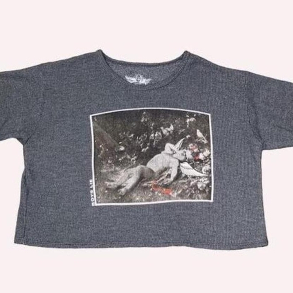 Boys Lie Black and Gray Short Sleeve Tee Casual Graphic Design